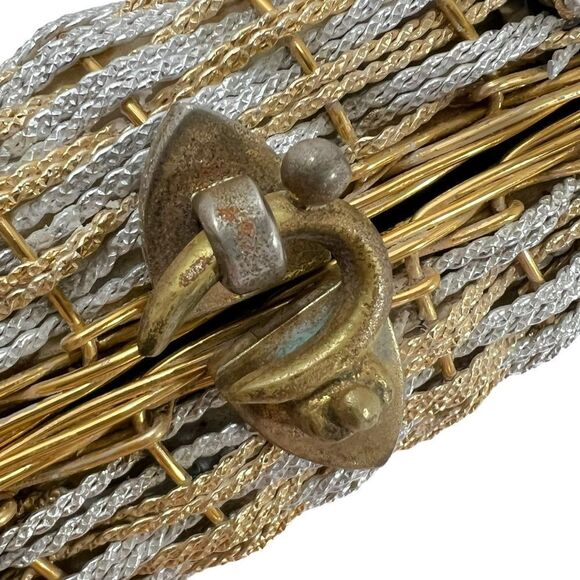 KORET Vintage 60’s Gold & Silver Woven Metal Handbag - Picture 6 of 12